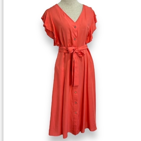 Lulus Women's Midi Belted Shirt Dress Size S Flirty Coastal Summer Spring Girly - Picture 1 of 16